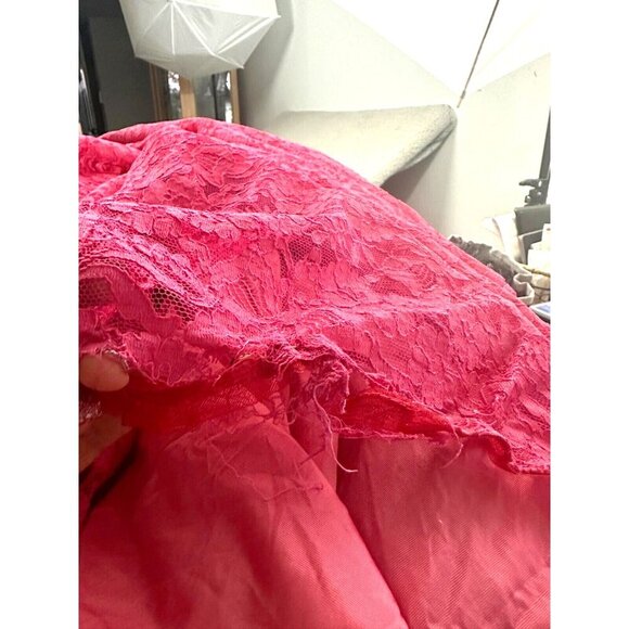Vintage 50s Anns Vogue Shoppe Dress Small Midi Full Skirt Pink Lace Bubble - Picture 6 of 16